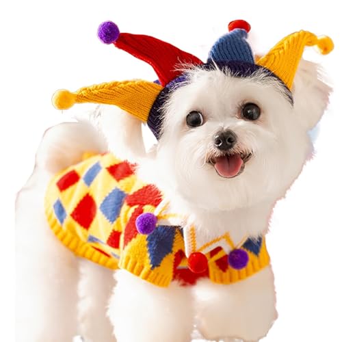 小型犬用セーターと帽子、犬用セーターと帽子, 犬のセーター帽子クリスマスの猫のコスチューム, 暖かい冬の防寒ペットコートソフト秋犬服帽子トレーナー子犬猫用