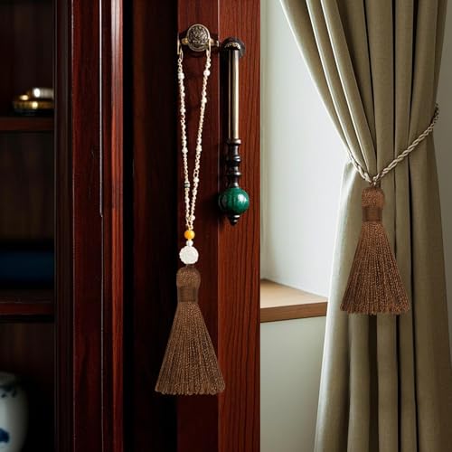 Image of 20Pcs 4.3 Inch Mini Craft Tassels for Earrings, DIY Crafts(Light Coffee) | Handmade soft terylene, 2-inch cord loop, small Chinese knot-for earrings, bookmarks, tags, souvenirs and DIY crafts.