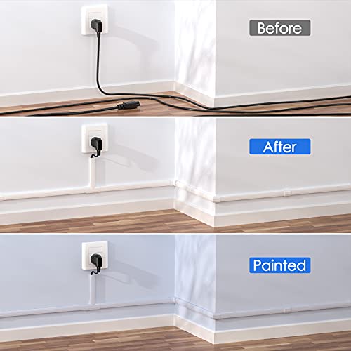 125In Cord Cover, Yecaye Large Cord Hider On Wall Cable Management, Cable Raceway Kit For Mount Tvs, Wire Hider Cable Concealer For Home Office, 8X L15.7In W1.18In H0.6In, Cmc02-Large, White #TOP5