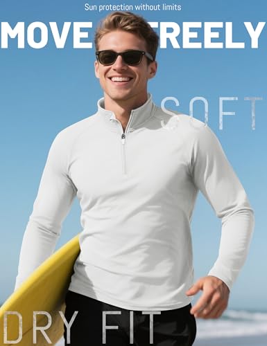 KEFITEVD Men's UPF 50+ Sun Protection Shirts Long Sleeve 1/4 Zip Up T-Shirt Quick Dry UV Fishing Running Rash Guard3