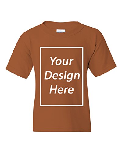 Add Your Own Text Design Custom Personalized Youth Kids T-Shirt Tee (Large, Texas Orange)