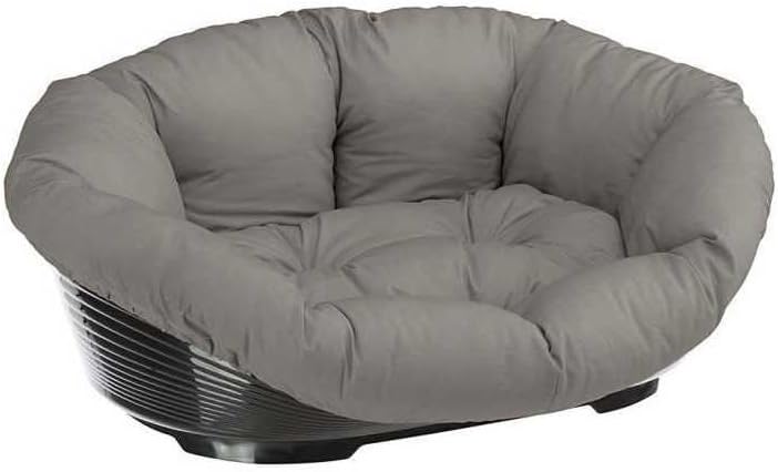 Ferplast 70222099 Plastic Bed Sofa for Dogs and Cats with Removable Cotton Cover, Gray, 52x39x21 cm