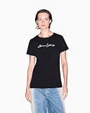 Armani Exchange Women's Short Sleeve Front Signed Logo T-Shirt, Black, M, black/gold, M