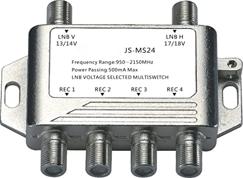 Buwico® 4 Way Multi-Switch Satellite Switch Receiver Dish V Aerial Splitter Video Splitter Connector TV For Satellite Receiver LNB