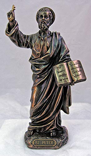 8.25" St. Peter Statue, Cold Cast Bronze Resin