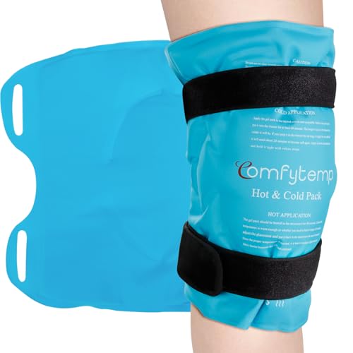 Comfytemp 27x35cm Knee Ice Pack Wrap, Reusable Gel Cold Pack for Knee Pain Relief, Hot & Cold Compress Therapy for Leg Injuries, Knee Replacement Surgery, Arthritis, Bruises & Sprains