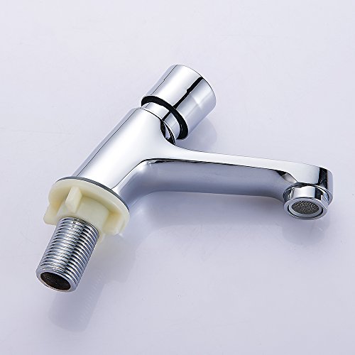 Pair Bathroom Sink Taps 1/2 Hot Cold Mixer Non Concusive Push Button Self Closing Lever Basin Tap Set Chrome Twin Press Water Toilet Faucet - Image 4