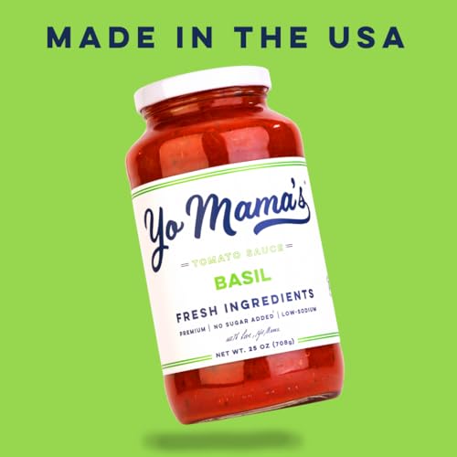 Yo Mama's Foods Keto Tomato Basil Pasta and Spaghetti Sauce - Pack of (6) - No Sugar Added, Low Carb, Low Sodium, Vegan, Gluten Free, Paleo Friendly, and Made with Whole, Non-GMO Tomatoes