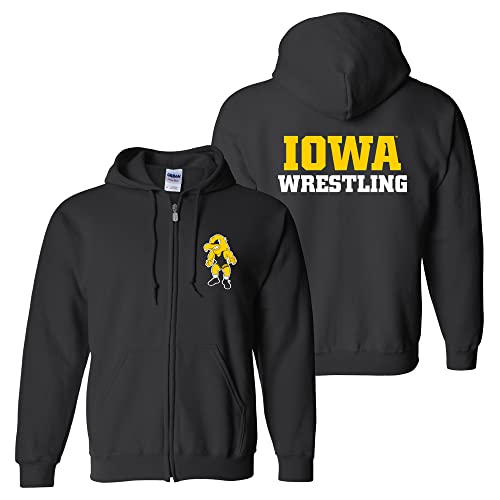 Iowa Hawkeyes Wrestling Herky ZIP HOODIE - Medium - Black