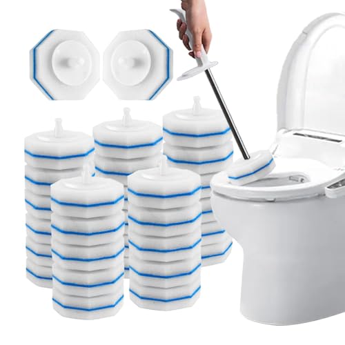 Juego de 30 piezas de recambio de barra de inodoro para cuarto de lavado, cepillo con cabezal desechable, 9,06 x 8,27 x 2,76 pulgadas, limpieza profunda y eficaz del baño, cabezal de cepillo de baño