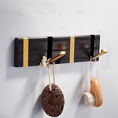 Perchero de Pared Gancho para Bata, Gancho para Ropa Plegable, Perchero para Ropa de Oro Negro, Perchero para Toallas, Gancho para Cocina de Aluminio Perchero para Puerta Riel para Perchero montado