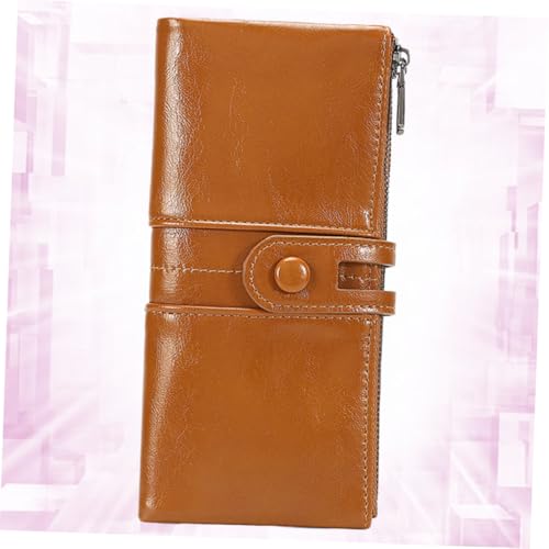 1Pc Vintage Magnetic PU Wallet for Women Khaki Long Clutch Purse with Smooth Zippers Stylish Design and Exceptional Reliability for Everyday Use4