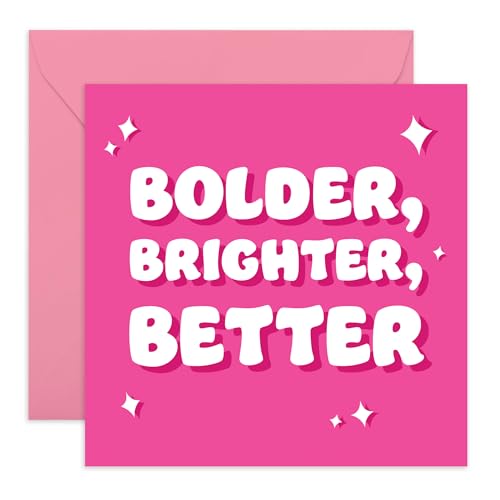 Tarjeta de felicitación motivacional y positiva, más audaz, más brillante, mejor, regalos para ella, novia, hermana, sobrina, mejor amiga, hija, esposa, niñas, damas, alientos, viene con calcomanías