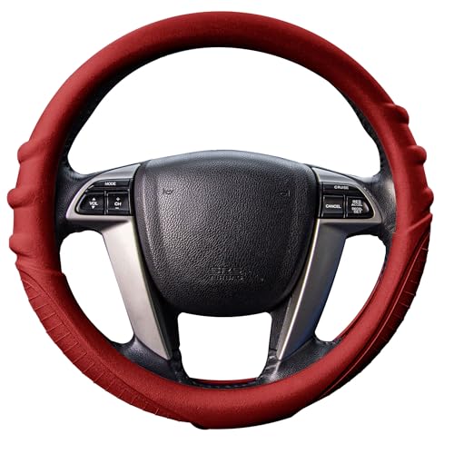 Image of FH Group Universal Fit Silicone with Grip and Pattern Massaging Grip Steering Wheel Cover fits most Cars, SUVs, Trucks, and Vans Burgundy