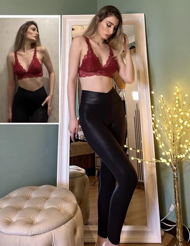 Image of Avidlove Lace Bralettes Womens Triangle Plunge Wireless Bras Camisole Tops Cami Strappy Sexy Soft
