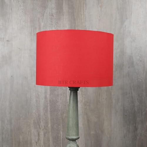 Image of LAMP SHADE STORE 12' shade Jute Burlap Lampshade, (12 inch x 12 inch x 8 inch) for Table and Floor Lamps (red)