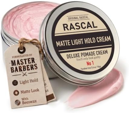 Original Rascal Deluxe Pomade for Men #1 - Matte Hair Paste with Light Hold - Men's Styling Dry Care Solution Product for All Hair Types - Natural Infused with Beeswax & Grapeseed Oil - 3.4 oz