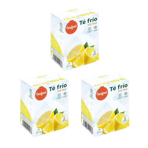 Té Frío Limón en Polvo | Pack de 3 Unidades | Sin Azúcar Añadido | Sin Aspartame | 12 Sobres | Bebida Refrescante Instantánea | Torafood