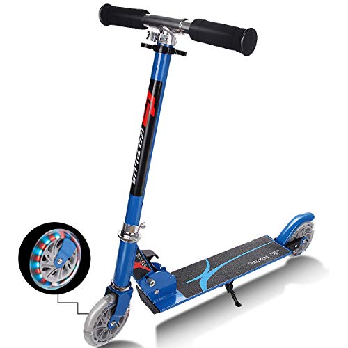 COSTWAY Patinete Plegable de Aluminio Altura Ajustable con 2 Ruedas City Scooter Roller para Niño (Azul)