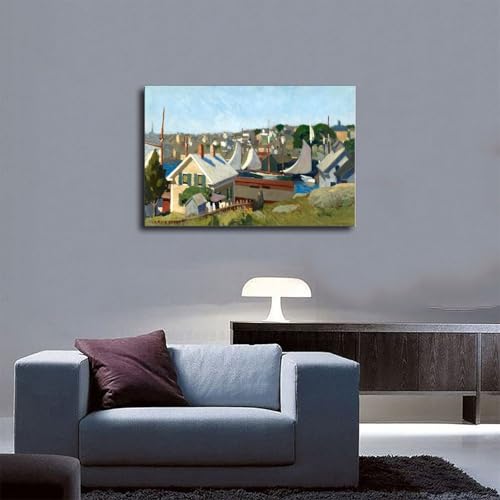 Edward Hopper Gloucester Harbor Impression sur Toile de Qualité Musée et Cadre en Bois