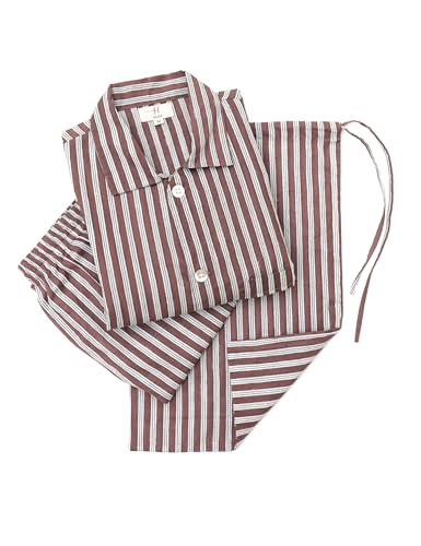 Huar Men's 100% Cotton Pajamas Sets Long Sleeve Top and Pants Button Down Sleepwear Loungewear Pjs set with Pockets