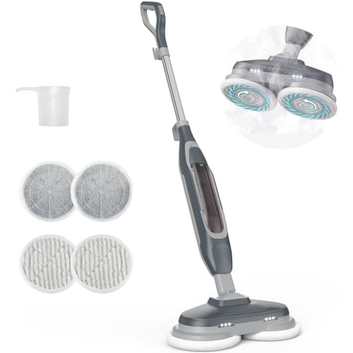 Image of OLIXIS Steam Mop, All-in-One Scrubbing Steam Mops for Floor Cleaning with Rotating Pads, Floor Steamer with 2 LED Lights, 4 Cleaning Modes, Swivel Steering, 16.4 FT Cord, Safe for Hardwood and Tile