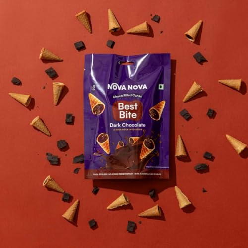 Image of NOVA NOVA Best Bite Choco Filled Cones|Dark Chocolate - Pack Of 4|100% Eggless|No Added Preservatives,100 Gram