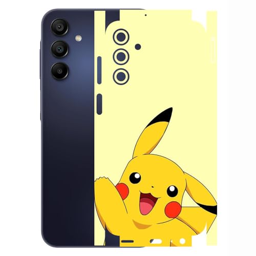 Image of AtOdds - Compatible for Samsung Galaxy A15 (5G) - Mobile Back Skin Sticker - Lamination - Back Screen Guard Protector Film Wrap (Coverage - Back+Camera+Sides) (Design - Pika)
