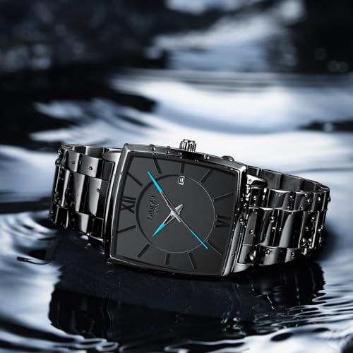 Image of NIBOSI Men's Watches Analog Military Sport Black Dial Watches for Men Business Waterproof Casual Watch Stainless Steel Wrist Watches Date