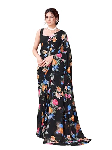 Image of Garden Vareli Women Georgette All Over Floral Printed Saree