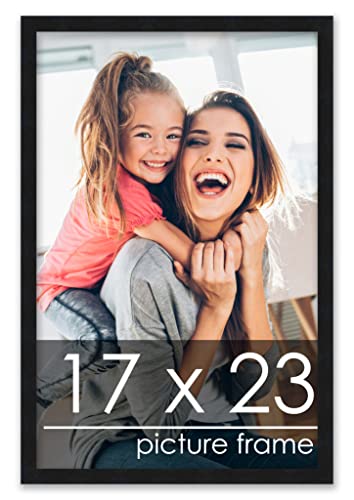 Poster Palooza 17x23 Contemporary Black Wood Picture Frame - UV Acrylic, Foam Board Backing, & Hanging Hardware Included!