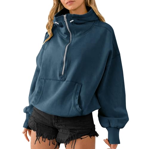Sweat à capuche surdimensionné col haut Y2K pull décontracté gris