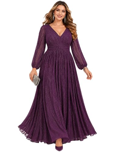 Ever-Pretty Women's Glitter Long Sleeves Plus Size...
