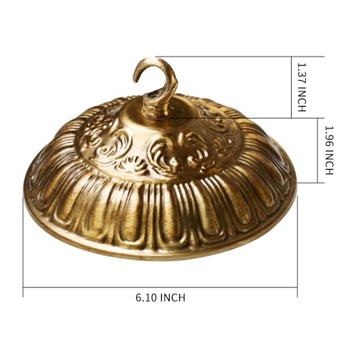 BEQUZON 6.1\'\' Brass Canopy for Chandelier Pendant Light, Mounting Plate Kit for Ceiling Lights, Vintage Style