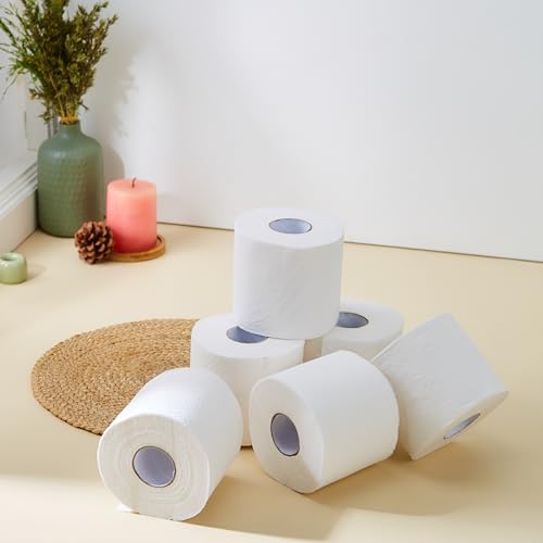 Image of Presto! 2 Ply Toilet Tissue Paper,100% Natural Virgin Paper-Pack Of 6(400 Pulls Per Roll)