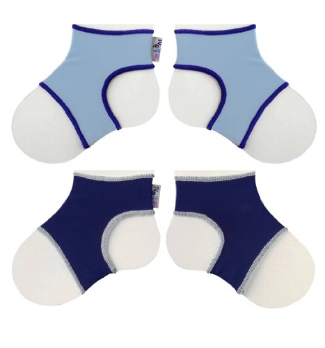 Sock Ons Clever Little Things That Keep Baby Socks On, Baby Blue & Navy Blue, 6-12 Months (2 Pack)