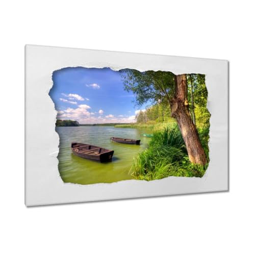 Peinture imprimée sur toile pour agrandir une pièce motif lac 120x80