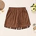 Kids Faux Suede Fringe Shorts Tassel Trim Cowgirl Outfits with Pockets Vintage Fashion Y2K Elastic Waist Shorts 5-14Y A01-Brown 9-10Y