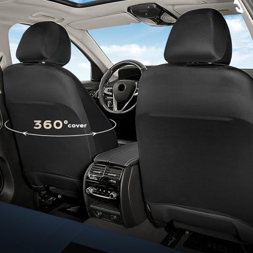 Image of Coverado Car Seat Covers Full Set, Luxury Leather Car Seat Covers, Automotive Front and Rear Mesh Seat Covers, Full Set 5 Seats, Blue Black Seat Covers for SUV Sedan Truck