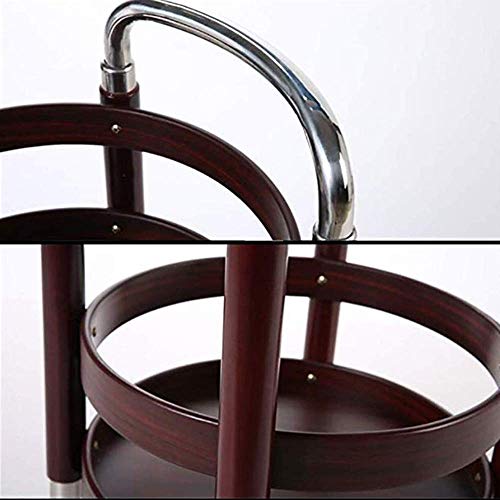 Carrito de servicio de madera con portabotellas y 2 estantes 40x77cm 6
