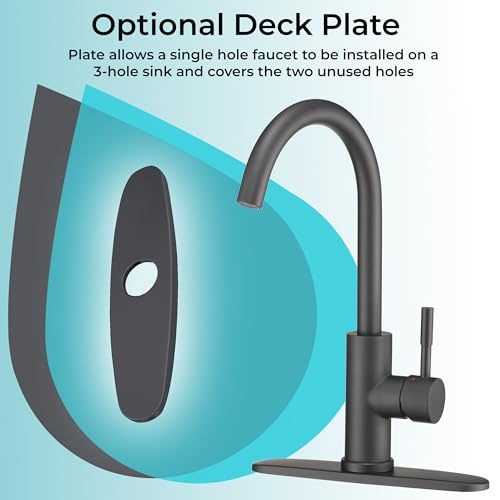 Image of Dura Faucet DF-MK531LK-MB RV Gooseneck Kitchen Faucet (Matte Black) | Streamline gooseneck kitchen faucet for RV and camper galleys. Matte Black finish. Easy DIY install.