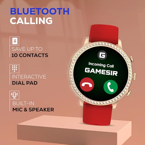 Image of GameSir GenDiva Smartwatch for Women with Bluetooth Calling, 1.69 inch AMOLED Display, 100+ Sports Modes, Health & Sleep Monitor, Voice Assistant, IP68 Waterproof, Long Battery Life, (Red)