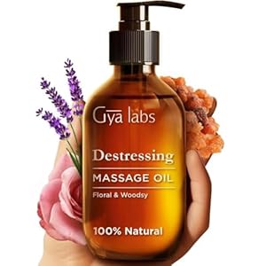 Gya Labs Destressing Massage Oil for Sore Muscles – Spa Quality Sore Muscle Massage Oil – Warming Massage Oil for Sore Muscles – Body Massage Oil for Men & Women – 100% Natural (6.76 fl oz)