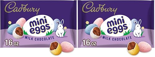 CADBURY MINI EGGS Milk Chocolate, Easter Basket Easter Candy Bag, 16 oz (Pack of 2)
