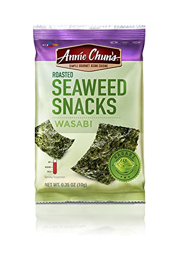 Annie Chun's Organic Wasabi Flavor Seaweed Snacks, Vegan, Gluten Free, 0.35 Ounces (Pack Of 12)