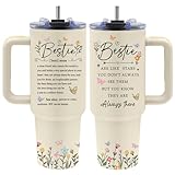 Best Friend Tumbler with Handle - Best Friends Gifts for Women, Bestie Cups Tumbler 40oz, Christmas Birthday Gifts for Best Friend Bestie, Friendship Gift for Women Birthday (with Lid & Straw)