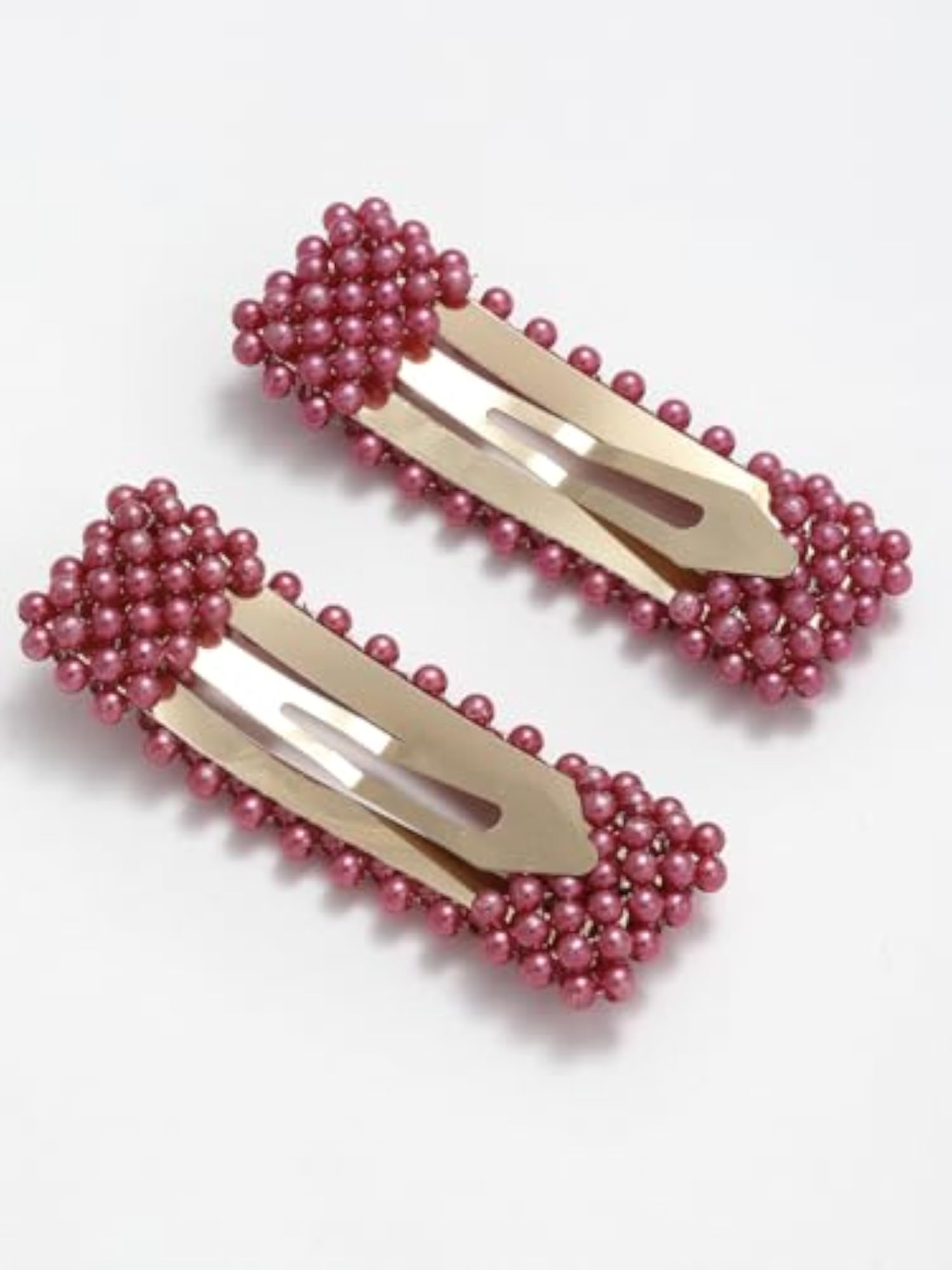 Red Beaded Tic-Tac Hair Clips, Stylish Accessory for Parties