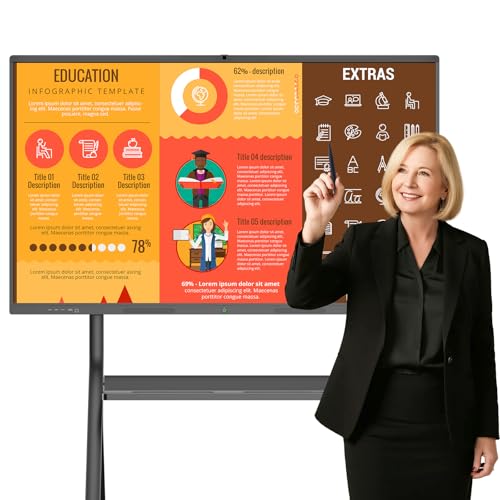 75" Interactive Whiteboard 4K 20 Points Touchscreen Display 8+128...