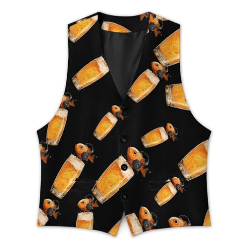 Sing Sip Fish Men's Suit Vest Slim Fit Business Dress Party Pattern Waistcoat Vest Top3