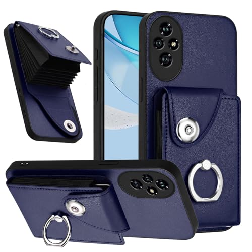 Étui portefeuille pour Honor 200 en cuir bleu avec porte-cartes